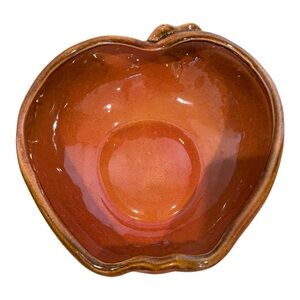 Pottery Barn burnt Orange Ceramic apple shaped serving dish microwave safe